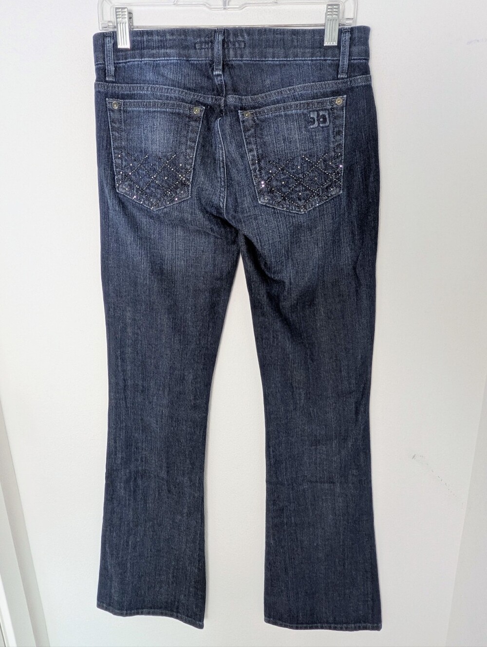 Joe's Women Rocker Bootcut Jeans sz 27 Long Blue Denim Rhinestone Pockets euc